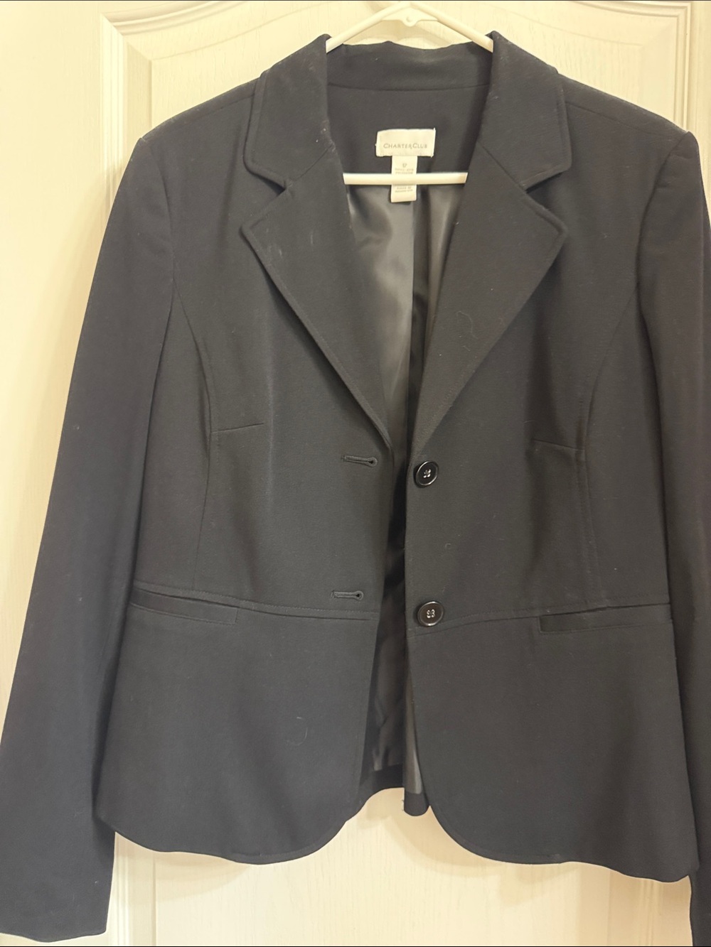 Chaps Black Tailored Women's Blazer with Notched Lapel